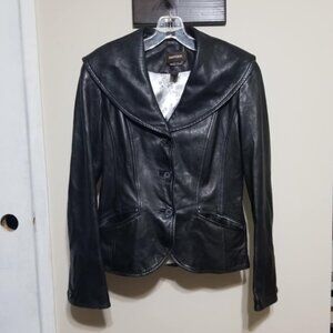 Danier Italian Leather Jacket Bomber Coat XS Black Urban Dressy Street